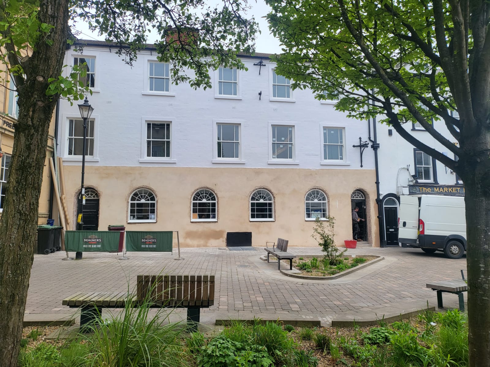 Front elevation of The Dial Pub in Mansfield showcasing bespoke timber sash windows handcrafted and installed by Gascoyne Joinery.