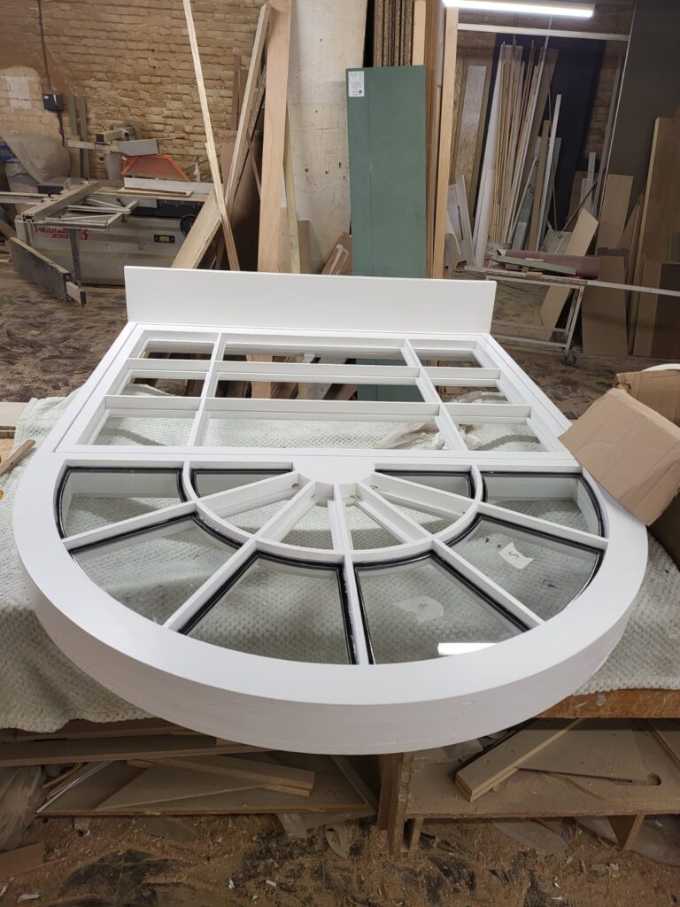 The old The Dial Pub's new bespoke windows being manufactured in Gascoyne Joinery's workshop.
