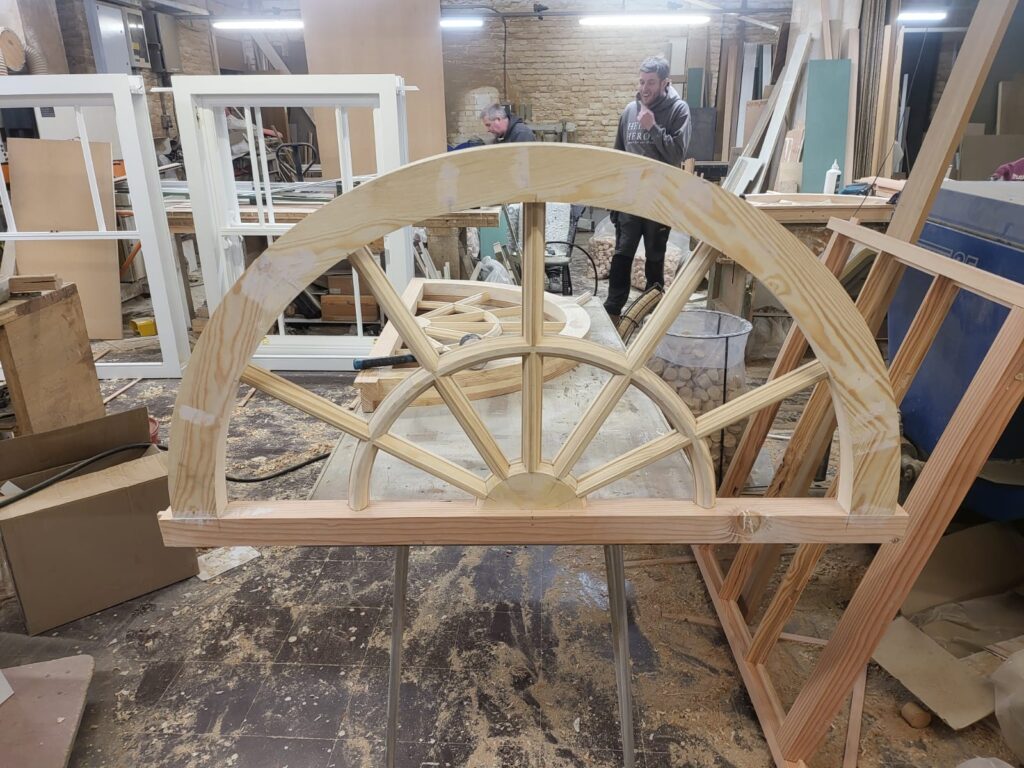 The old The Dial Pub's new bespoke windows being manufactured in Gascoyne Joinery's workshop.
